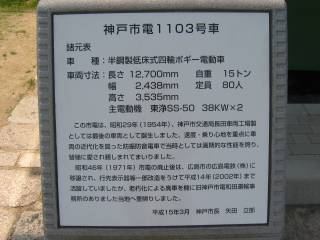 神戸市電1103説明板